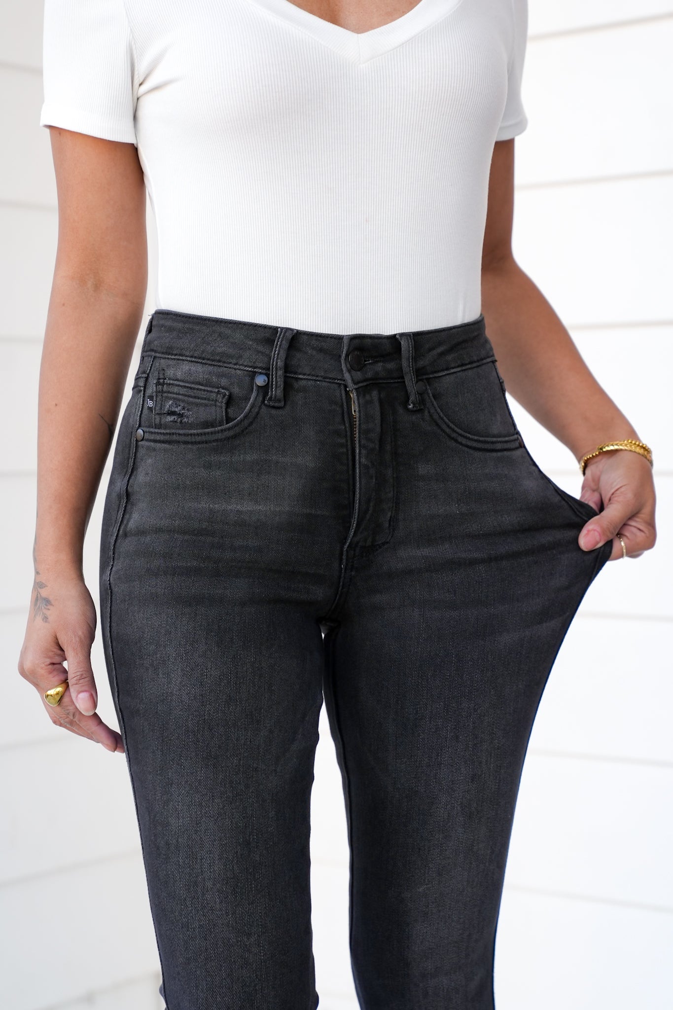 Judy Blue Mid Rise Black Tummy Control Skinny Jeans