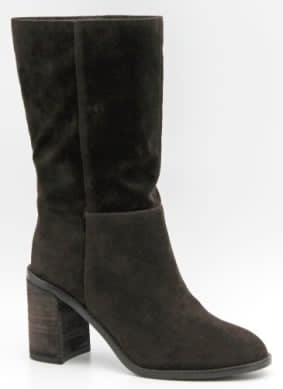 MIA Suede Mid Calf Block Heel Round Toe Boots - Freckled Poppy