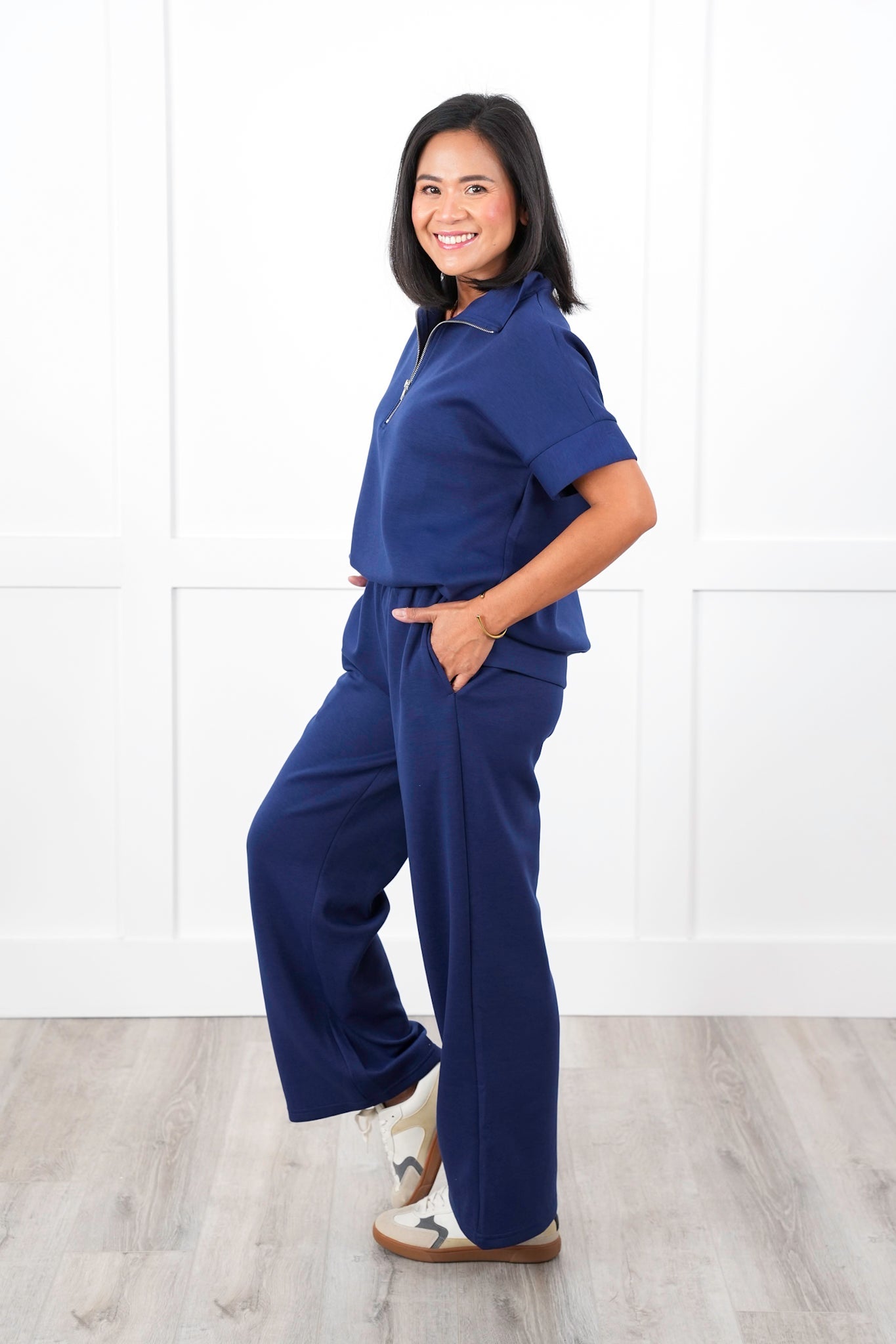 Door Buster! Plus/Reg Scuba Short Sleeve Half Zip Up Top and Pant Travel Set