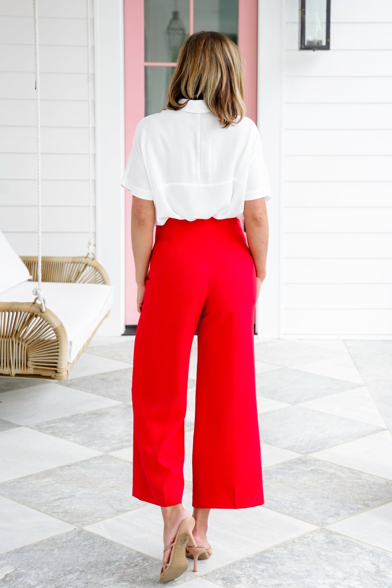 Red  Wide Leg Pants
