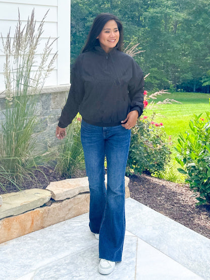 Long Sleeve 1/4 Zip Woven Jacket With Fleece Lining (Multiple Colors)