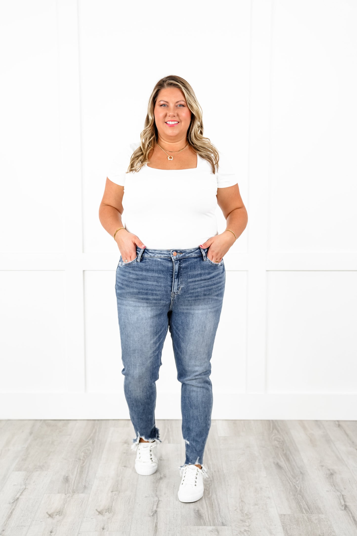 Mica High Rise Medium Wash Skinny Ankle Jeans