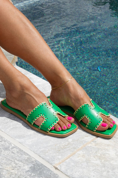 Flat Slip On Sandal with Cut Out Strap