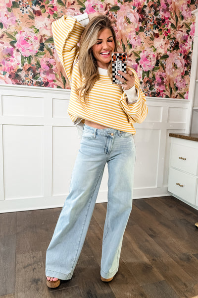 Judy Blue High Rise Light Wash Distressed Criss Cross Waistband