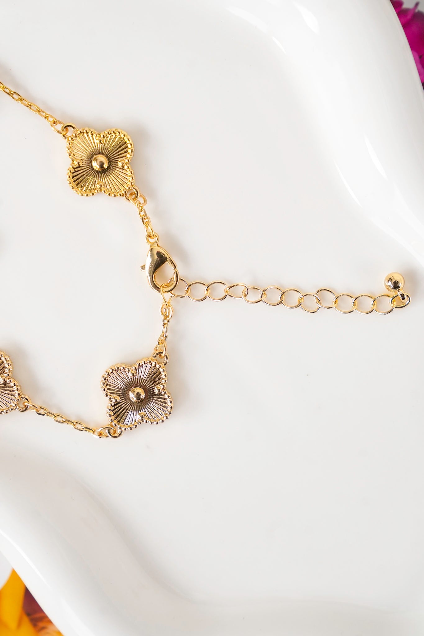 Mardi Gras Floral Link Bracelet with Colorful Charms