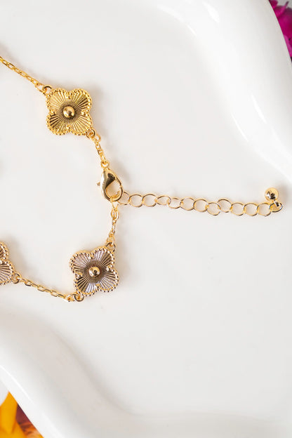 Mardi Gras Floral Link Bracelet with Colorful Charms