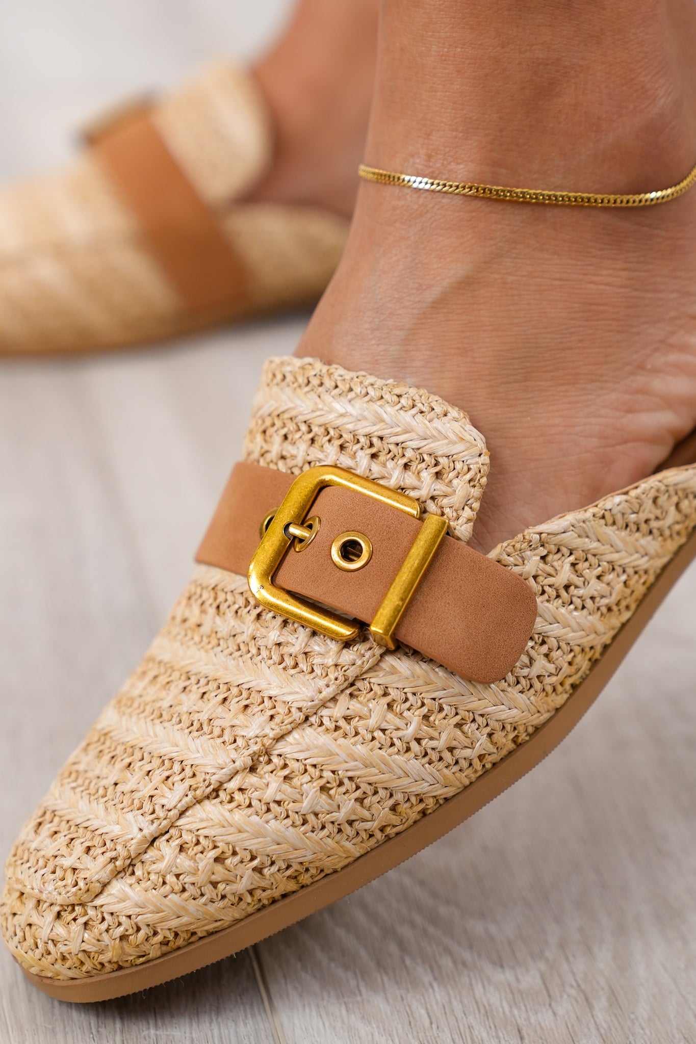 Slip on Mule Loafer with Adjustable Metal Buckle