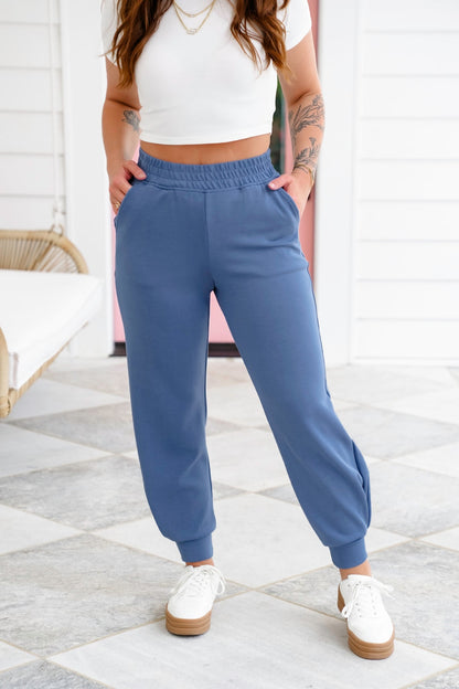 Plus/Reg Scuba Elastic Waistband Joggers With Pockets