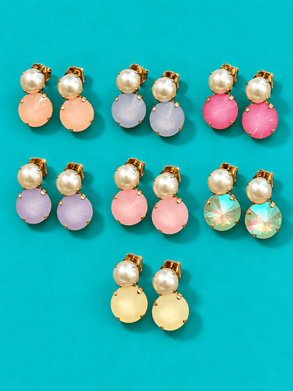 TOVA Maegan Crystal and Pearl Earrings - Freckled Poppy