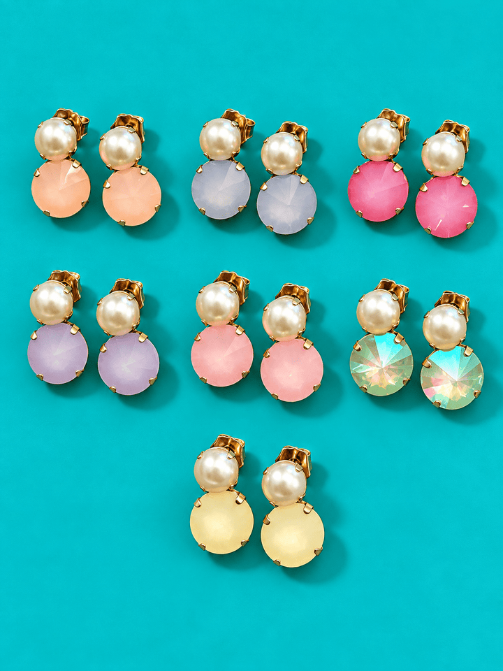 TOVA Maegan Crystal and Pearl Earrings - Freckled Poppy