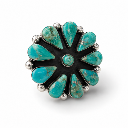 BOHO SOL Silver Turquoise Cluster Ring