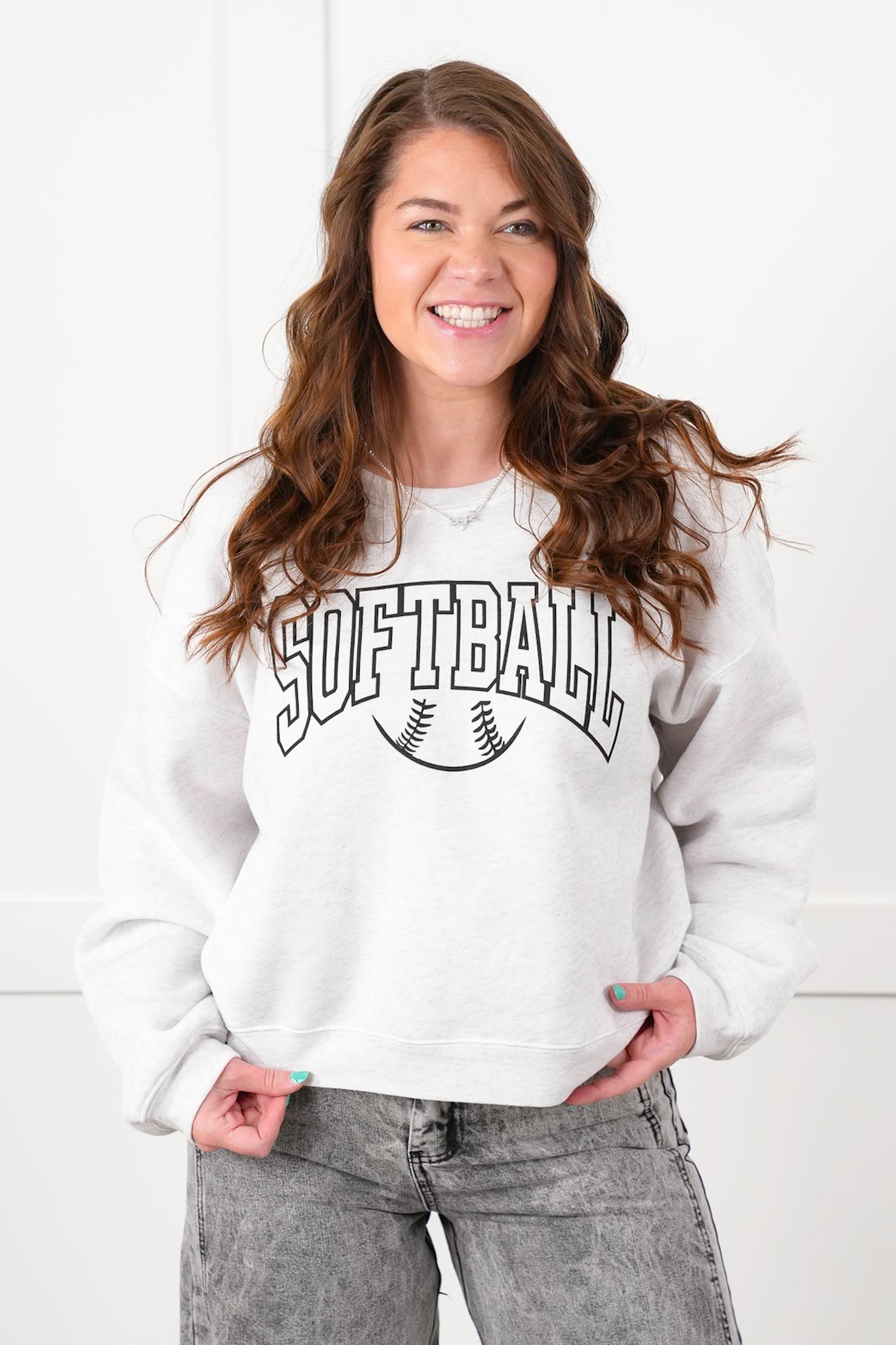 Long Sleeve "Softball" Graphic Sweatshirt