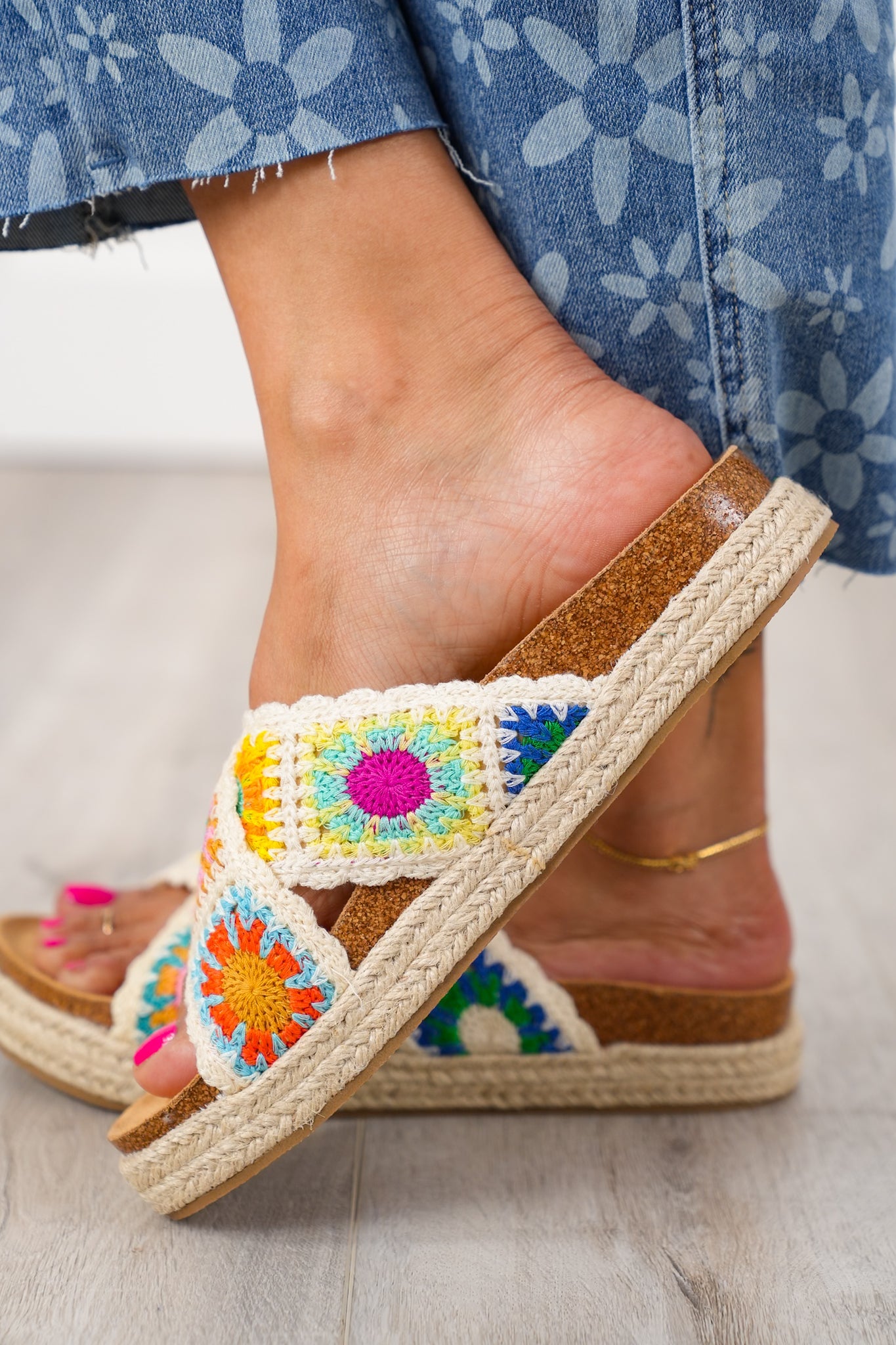 Crisscross Strap Slip on Sandal with Braided Jute Wrapped Sole