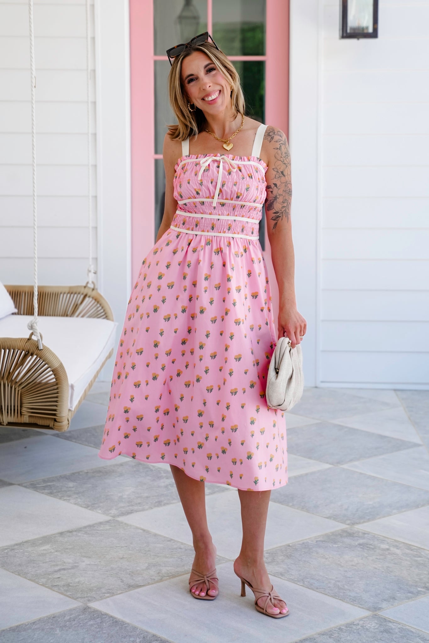 Plus/Reg Floral Sleeveless Midi Dress with Velvet Detail