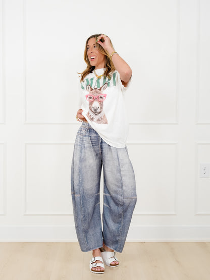 Restock! Plus/Reg Acid Print Elastic Waist Barrel Pants