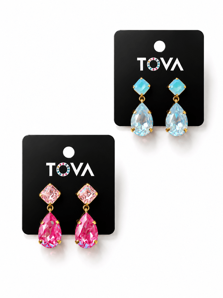 TOVA Mini Estelle Crystal Drop Earrings - Freckled Poppy
