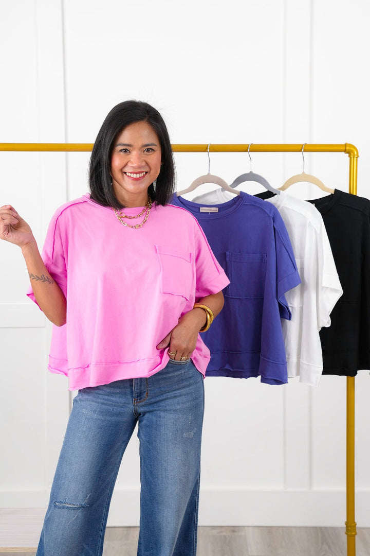 Door Buster! Zenana Oversized Exposed Seam Crop Box Tee