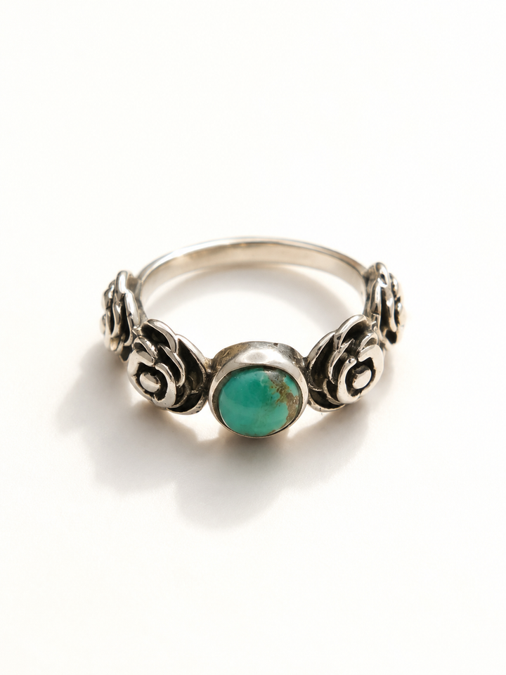 BOHO SOL Silver and Turquoise Multi Rose Stacker Ring