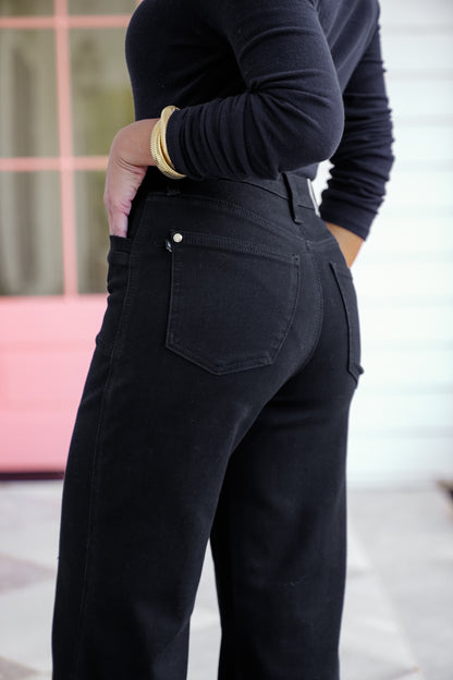 Judy Blue High Rise Black Retro Wide Leg Jeans