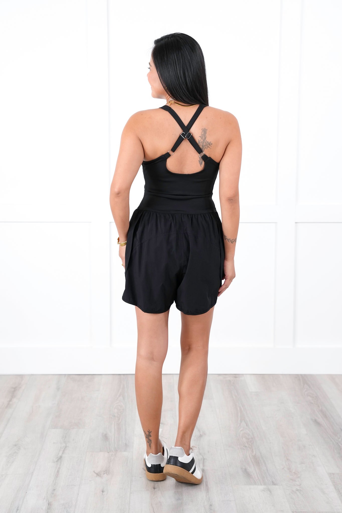 Black Sleeveless Active Performance Knit Romper