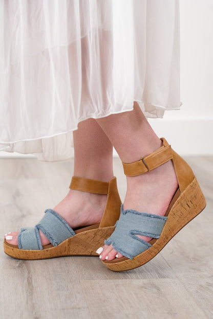 Corky's "Rom Com" Cork Wedge Sandal with Velcro Ankle Strap