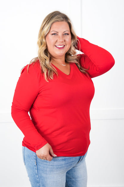 Door Buster! Plus/Reg Zenana Microfiber Long Sleeve V-Neck Tee