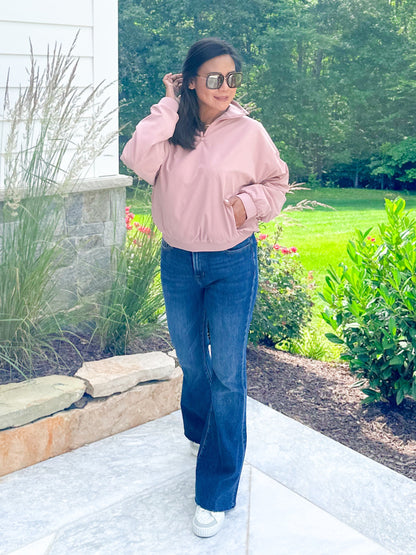 Long Sleeve 1/4 Zip Woven Jacket With Fleece Lining (Multiple Colors)