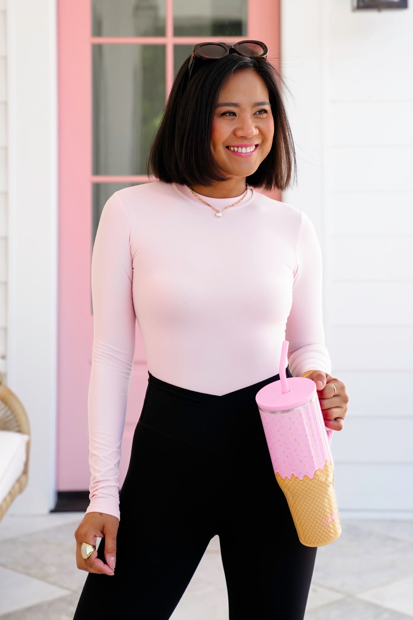 Solid Knit Long Sleeve Round Neck Tee