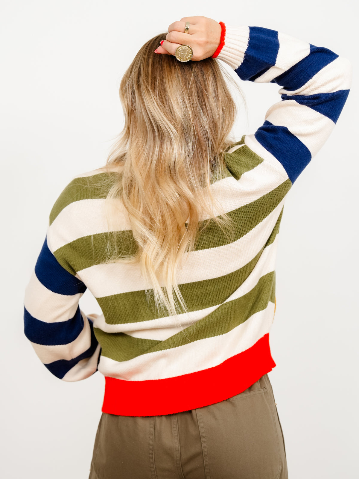 Multi Colored Stripe Long Sleeve Button Down Cardigan
