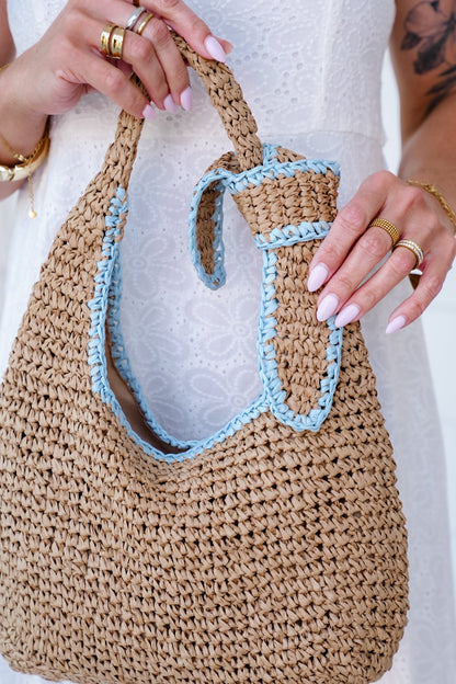 Ella Raffia Shoulder Bag with Knotted Strap