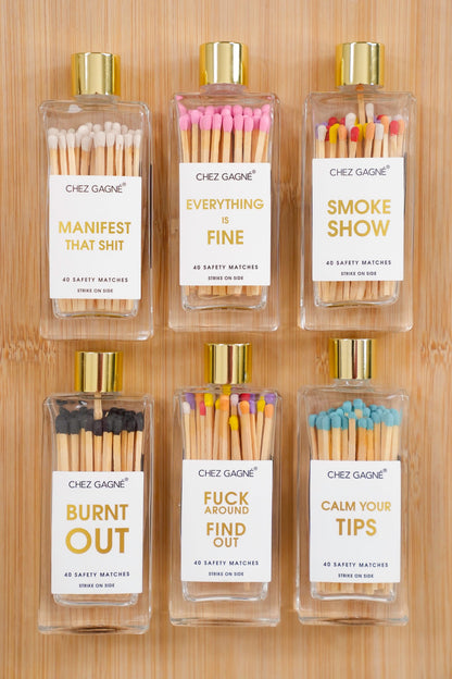 Chez Gagne Glass Bottle Safety Matches