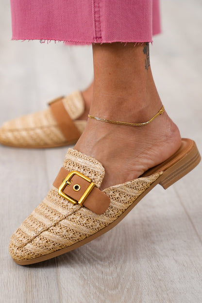 Slip on Mule Loafer with Adjustable Metal Buckle