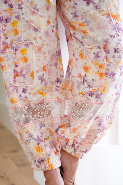 POL Floral Pattern Elastic Waist Jogger Pants