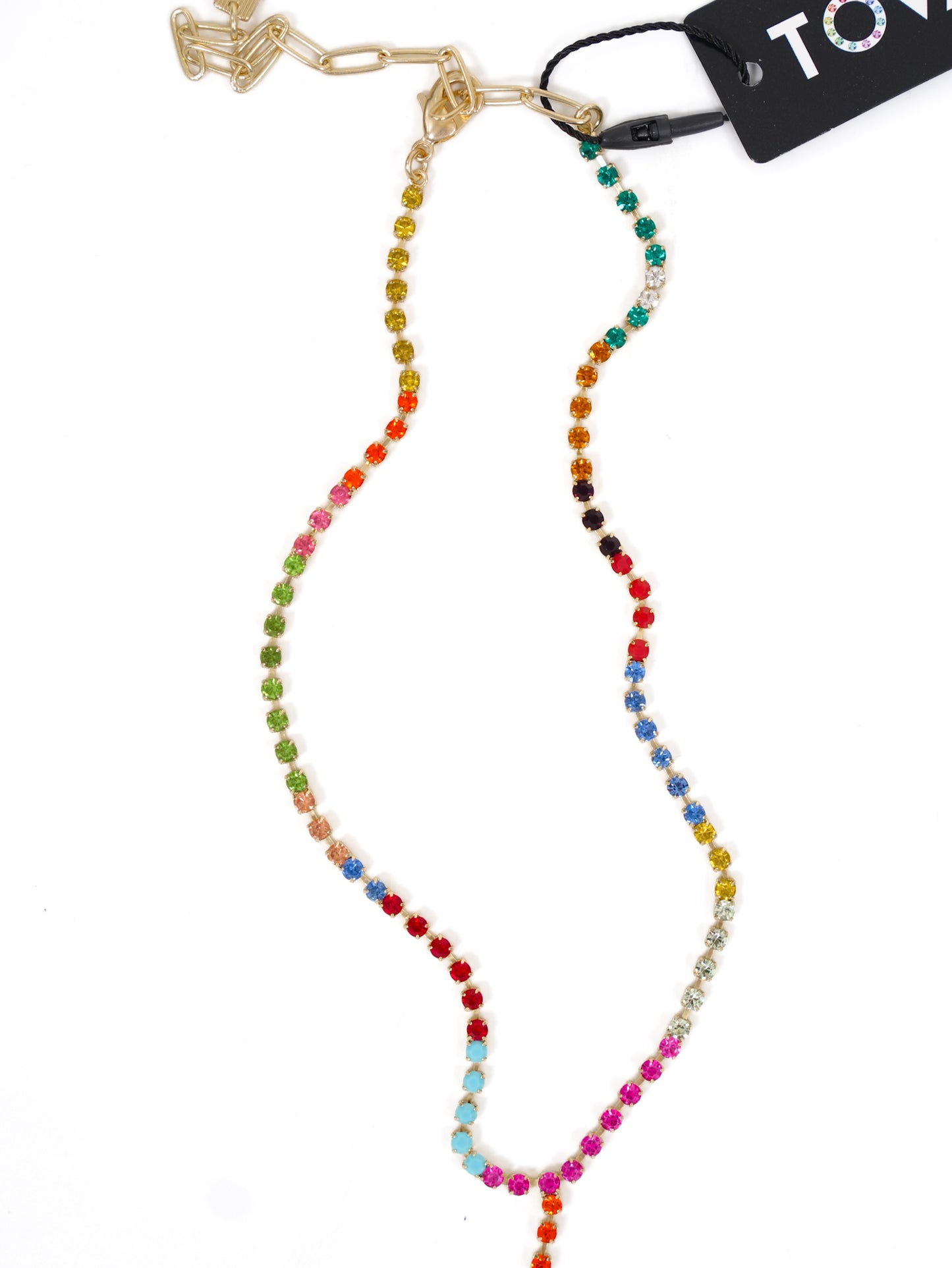 TOVA Kassandra Rainbow Crystal Y Necklace