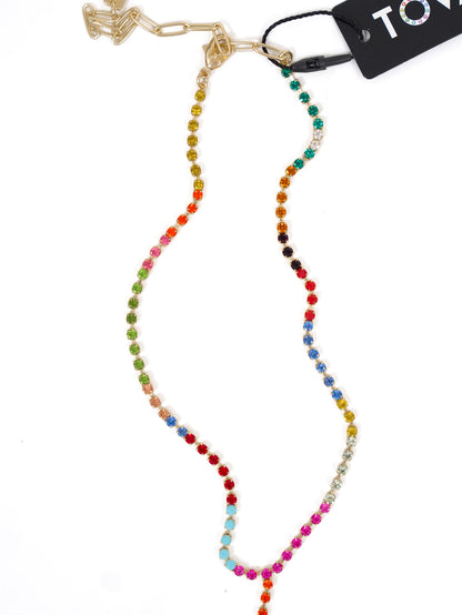 TOVA Kassandra Rainbow Crystal Y Necklace