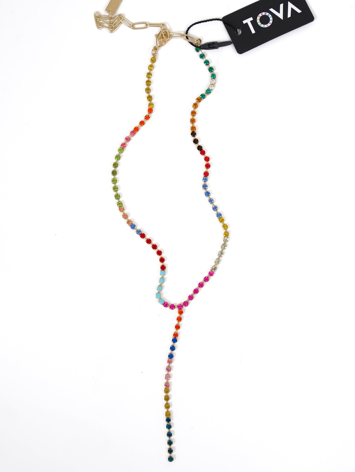 TOVA Kassandra Rainbow Crystal Y Necklace