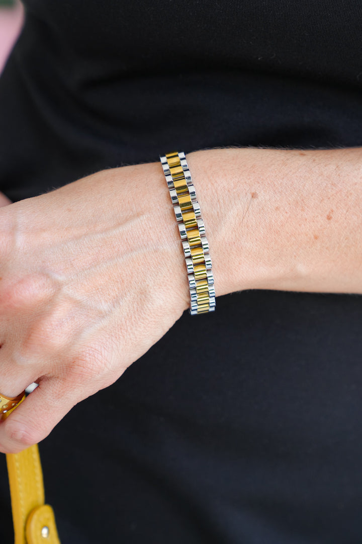 Chansutt Pearls Two Toned Watch Band Bracelet