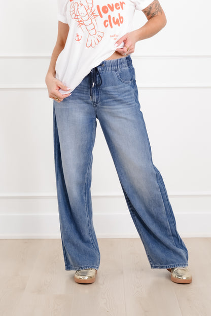 Judy Blue The Danielle High Rise Medium Wash featherweight  Wilhelmina Elastic Waistband with Side Panels