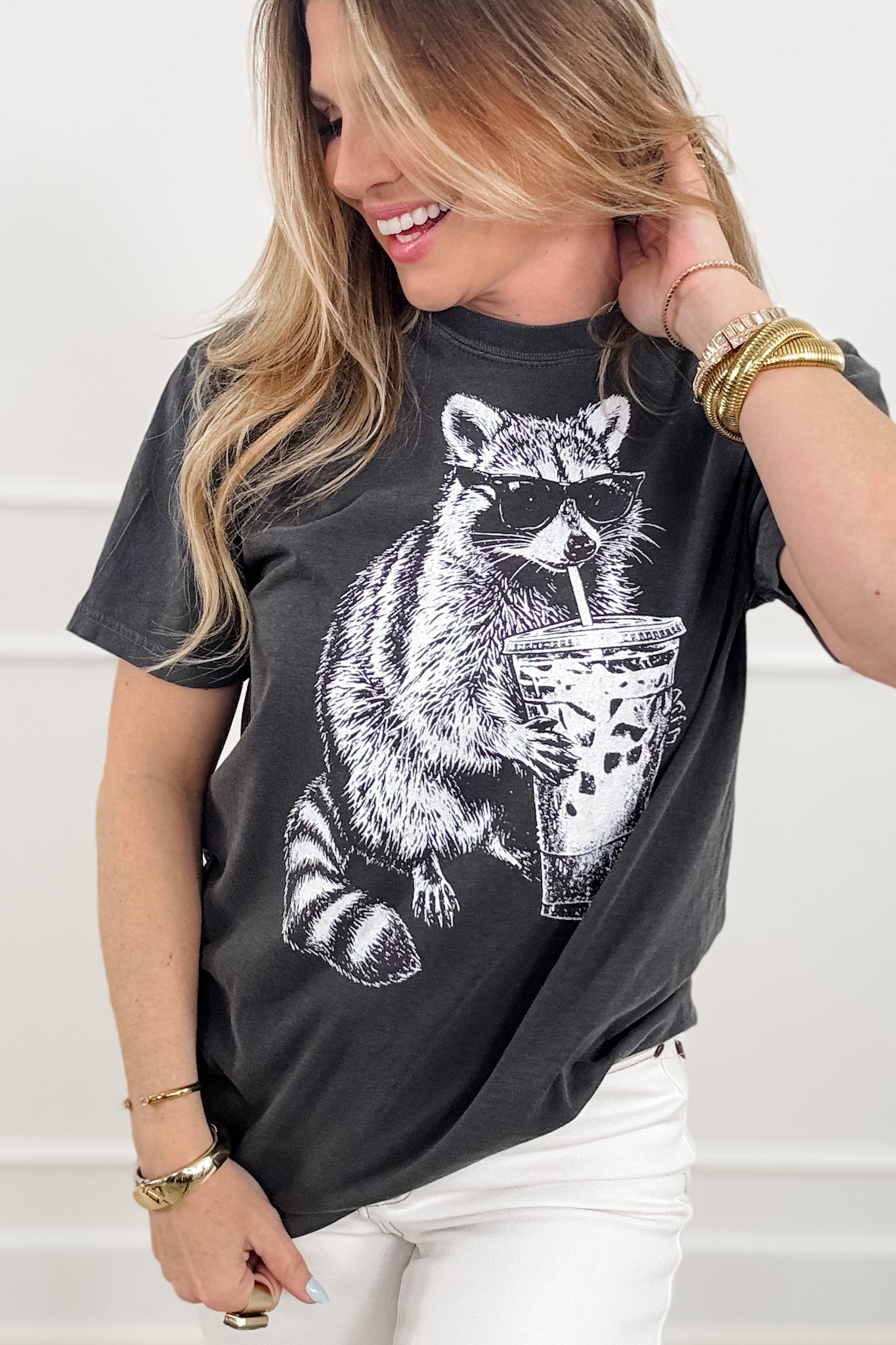 Plus/Reg Short Sleeve "Cool Raccoon" Graphic Tee
