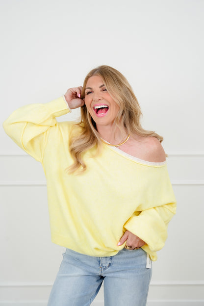 Long Sleeve Pullover Sweater with Reverse Seams