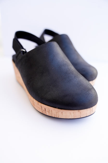 Corky's "Low Temps" Vegan Leather Wedge Clog Sandals with Ankle Strap