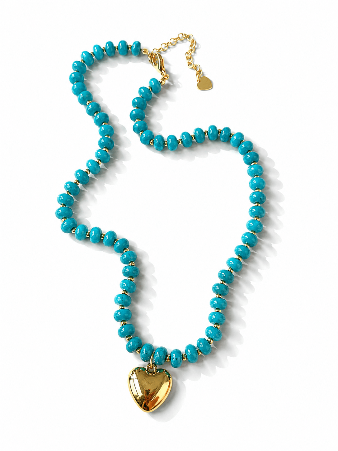 Vibrant Natural Stone Beaded Necklace with Heart Charm - Freckled Poppy