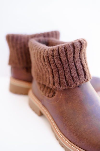 Corky's "Quiver" Vegan Leather Ankle Booties with Sweater Cuff