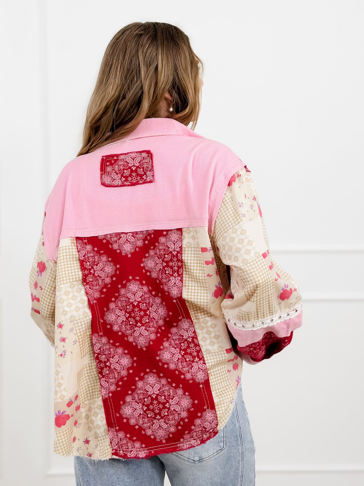 POL Multi Print Long Sleeve Button Up Jacket