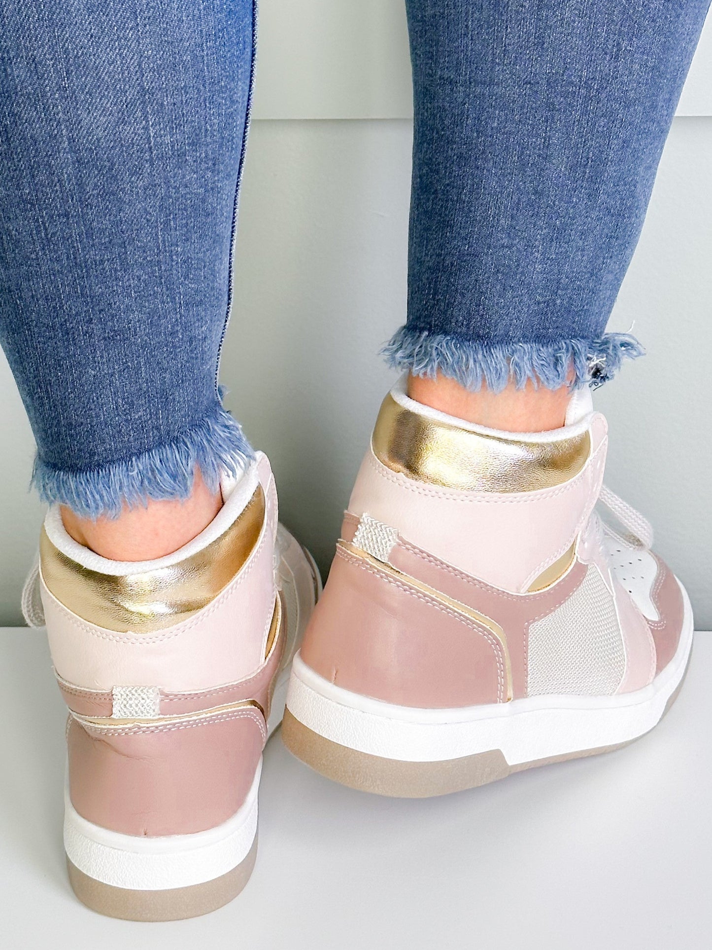 Shu Shop High Top Sneaker with Gold Trim Detail