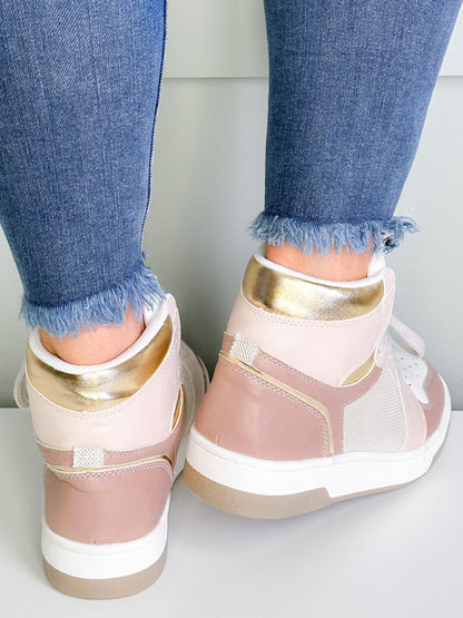 Shu Shop High Top Sneaker with Gold Trim Detail