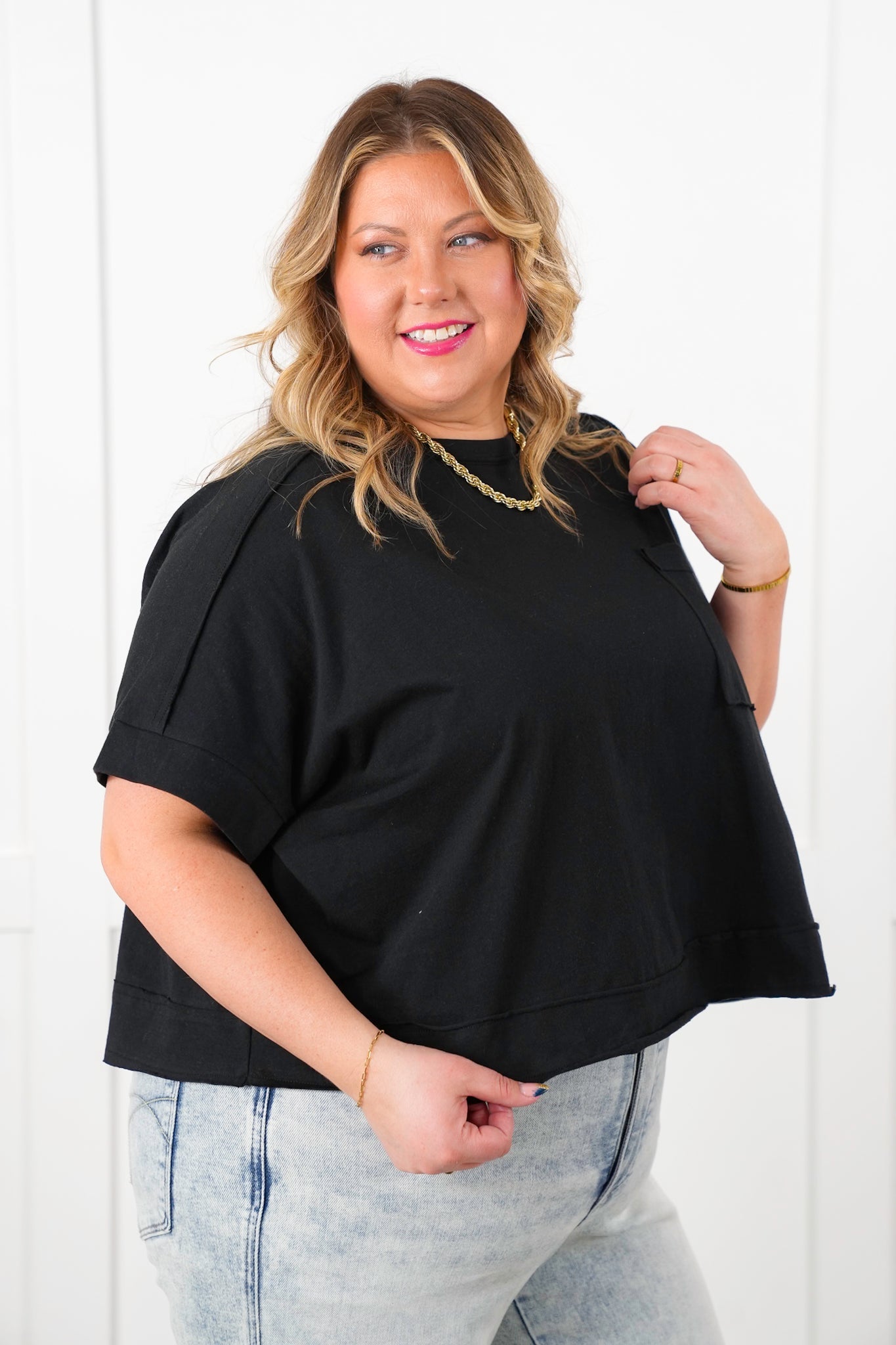 Door Buster! Zenana Oversized Exposed Seam Crop Box Tee