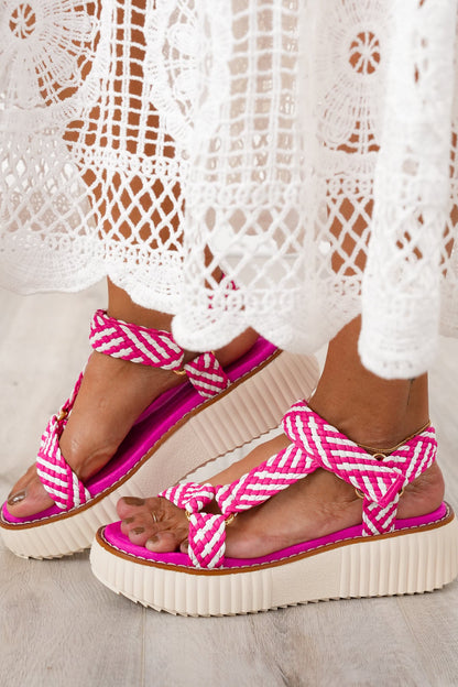Woven Adjustable Strap Platform Sandal