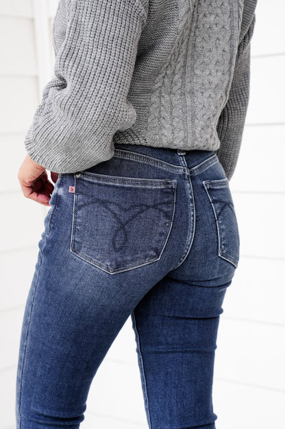Judy Blue Mid Rise Dark Wash Thermal Skinny Jeans