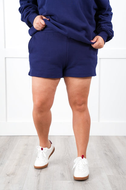 Plus/Reg Solid Elastic Waist Short with Side Pockets